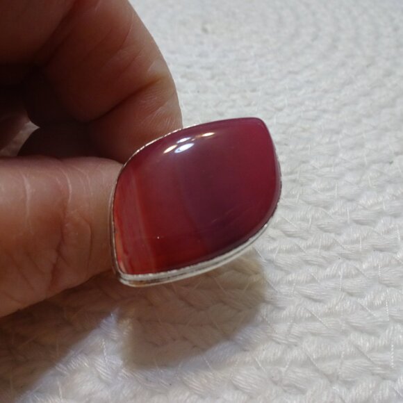 Beautiful PINK BOTSWANA AGATE Handmade Sterling Ring Size 8 #891C - Picture 2 of 3